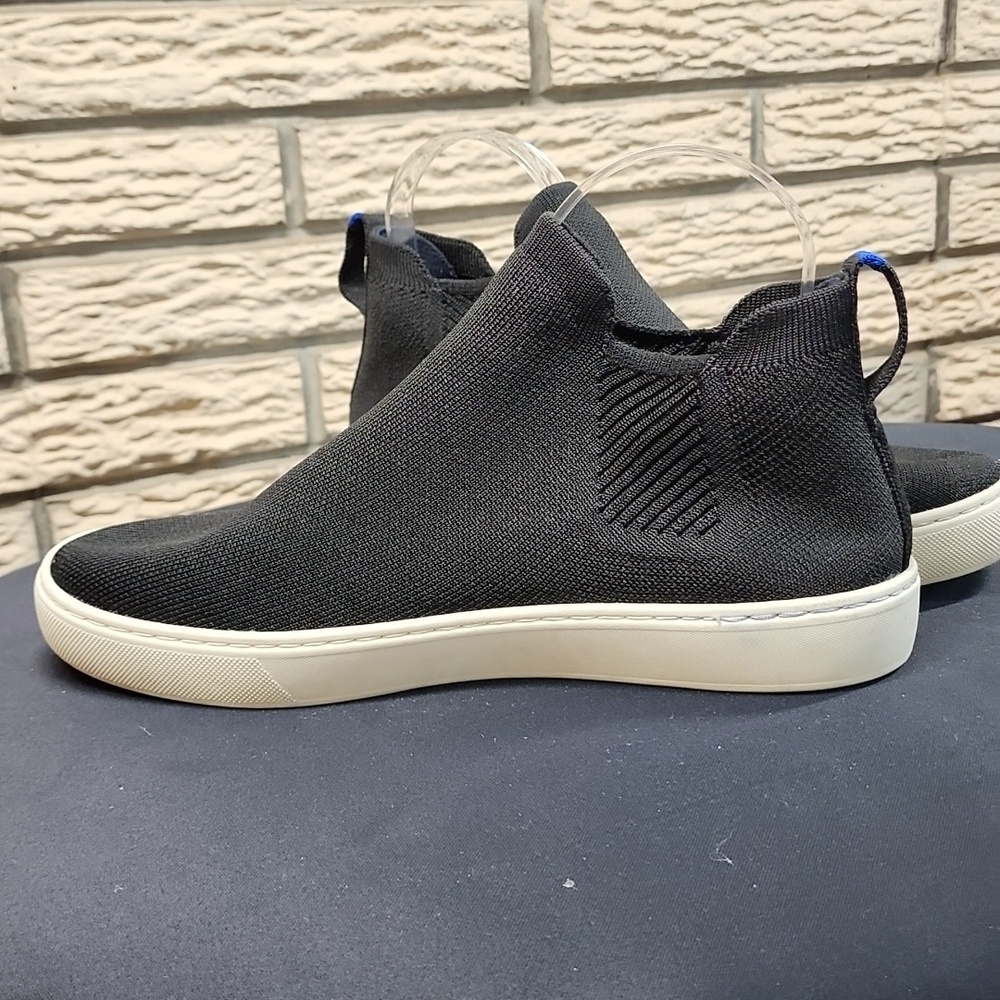 Rothy's Chelsea Slip-On Knit Boot Shoes - Black with White Sole Sz 9
